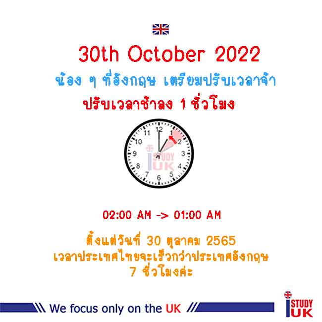 เวลาไทยกับอังกฤษต่างกันกี่ชั่วโมง การปรับเวลาของประเทศอังกฤษ daylight saving time in uk 2022