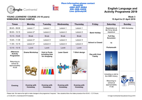 ซัมเมอร์ประเทศอังกฤษช่วง เมษายน 2562 - April 2019 Summer Course in the UK