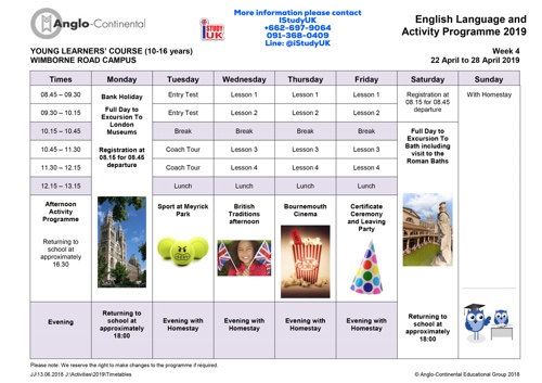 ซัมเมอร์ประเทศอังกฤษช่วง เมษายน 2562 - April 2019 Summer Course in the UK