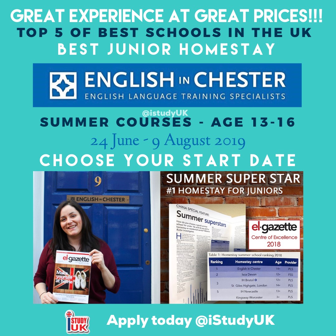 เรียนต่ออังกฤษ English in Chester School โรงเรียนสอนภาษาเน้นคุณภาพชั้นนำในประเทศอังกฤษ สมัคร English in Chester School กับ เอเยนซี่ I Study UK ปรึกษาฟรีดูแลตลอดระยะเวลาในต่างแดน 