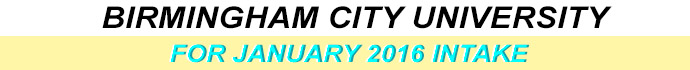 January 2016 Intake of Birmingham City University